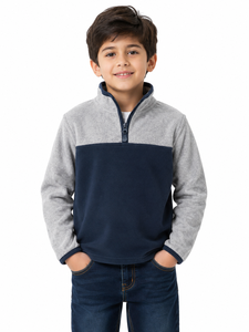 Sweat-shirt à col zippé en polaire pour enfants Livster, pull thermique doux pour garçons, col haut, manches longues, haut en polaire d'hiver, couleur - Product Image 1