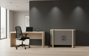 Buffet moderne à 2 portes en chêne massif pour salon - Rangement résistant à l'eau avec design minimaliste - Product Image 2