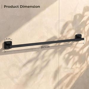 Toallero de Pared de 80 cm, Acero Inoxidable Negro, Minimalista, Fijo para Baño - Product Image 3
