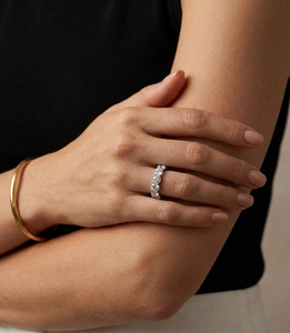 Bague de mariage éternelle complète en moissanite ronde de 3,50 CTW 4MM, VVS E-F, en or massif 14K, sertie à griffes, tendance, pour fête, mariée, anniversaire - Product Image 6