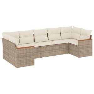 Conjunto de Sofás de Jardín de Ratán PE Beige con Acero con Recubrimiento en Polvo, 100% Poliéster, Elegante y Duradero - Product Image 2