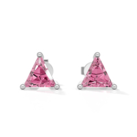 Versilberte Sterling Silber Ohrringe mit Trillion-Schliff Rosa Saphir, Klassischer Damenschmuck 1,5g Heerani Jewels