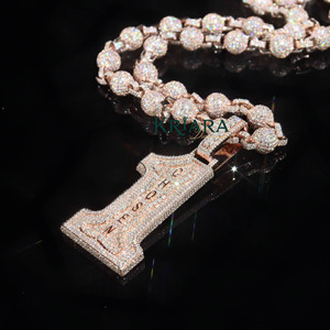 Colgante de Letra de Moissanita Chapado en Oro de 18k, Plata 925, Corte Brillante Redondo, Amuleto Temático, Joyería de Lujo Unisex para Fiestas - Product Image 1