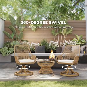 Set di 2 Sedie da Pranzo Girevoli in Rattan Kaki con Cuscini Morbidi per Cortile, Prato, Portico e Giardino - Product Image 4