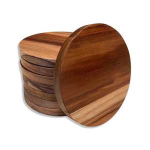 Handmade Natural Wooden Coaster Set with Smooth Finish, Reusable <b>Drink</b> Coasters for Coffee Cups, Tea Mugs, Glasses, Bottles - Product Image 2
