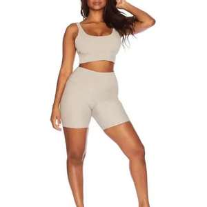 Set da yoga personalizzato da donna in due pezzi, traspirante ed elasticizzato, per palestra e fitness, set da donna in due pezzi. - Product Image 1