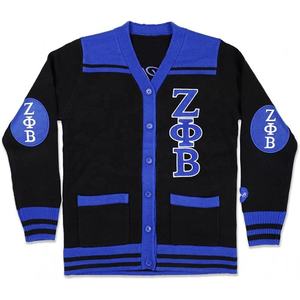 เสื้อคาร์ดิแกนถัก Z Phi B สำหรับผู้หญิง คอวี แขนยาว ปักลายสีตัดกัน ความยาวปกติ สไตล์คลาสสิก หนา เหมาะสำหรับฤดูหนาว - Product Image 1
