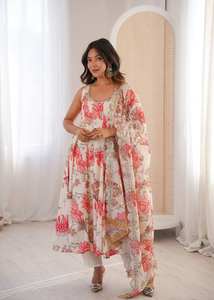 SGF-PRESENTA EL NUEVO TRAJE ANARKALI DE CORTESO DE CAMISETA CON ESTAMPADO FLORAL Y MODELO REAL PARA LA PRÓXIMA TEMPORADA DE FESTIVALES - Product Image 6