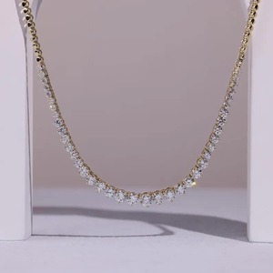 Women's 18K Gold Filled Moissanite <b>Tennis</b> <b>Necklace</b> Round Brilliant Cut Prong Setting Classic Box Chain Everyday Wear <b>Necklace</b> - Product Image 3
