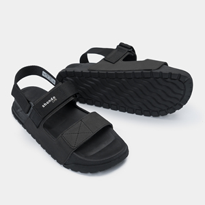 Shondo Lite Flat Sandals Black Open Toe <b>Hook</b> Loop Closure Casual Summer Rubber Outsole EVA Midsole - Product Image 1