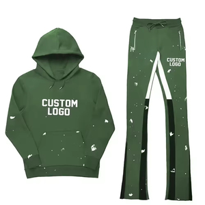 OEM Custom Unisex Screen Print Hoodies and Flared Sweatpants Causal Hip Hop Luxury Streetwear Classic Pullover Tracksuit - Product Image 1