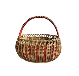 Rattan basket picnic luxury handmade woven natural wicker <b>fruit</b> <b>storage</b> container with handle for outdoor camping market event s - Product Image 1