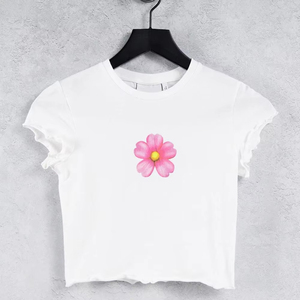 Camiseta Corta Informal de Manga Corta para Mujer, Transpirable, con Cuello Redondo, Camiseta Corta de Primavera - Product Image 1