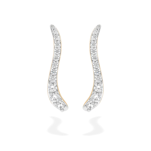 Women Diamond <b>Cuff</b> <b>Earrings</b> Round Brilliant Cut Minimalist Style 25mm Length - Product Image 2