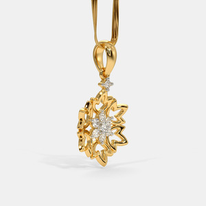 Collier pendentif en or jaune avec flocon de neige floral et diamant de laboratoire - Product Image 3