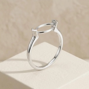 Anillo de Plata de Ley 925 Sólida con Engaste Marquise de 8x4mm, Diseño de Dos Chevron, Media Montura de Bisel Oeste-Oriente para Gemas Sueltas - Product Image 3