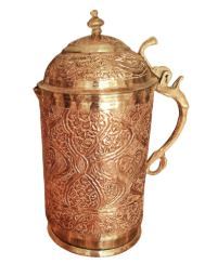 El jarro de cobre es un recipiente tradicional hecho de cobre puro, ampliamente utilizado en India para almacenar y servir agua. Es tanto un recipiente para el agua como para el agua potable. - Product Image 6