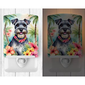 Veilleuse en céramique 6x4x3 multicolore pour chambre à coucher salle de bain pépinière couloir cuisine certifiée UL Schnauzer Luau - Product Image 2