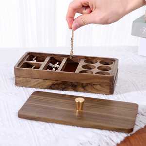 High-Grade Solid Wood Modern Rectangle Jewelry Storage <b>Box</b> Eco-Friendly Polished Technique Tabletop Necklace <b>Earrings</b> Organizer - Product Image 4