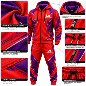 Ensemble de survêtement personnalisé par sublimation pour hommes, vêtements de sport d'équipe personnalisés avec veste entièrement imprimée, uniforme d'entraînement athlétique pour la salle de sport - Product Image 5