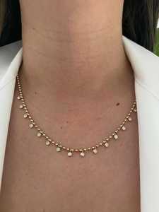 สร้อยคอเพชรแบบห้อย 14K 18K ทองคำแท้ทรงกลมประดับเพชรแล็บโกรว์ แบบโซลิแทร์ ขนาด 3 มม. พร้อมสายโซ่ลูกปัด 15-17 นิ้ว สำหรับใส่ซ้อนกัน - Product Image 5
