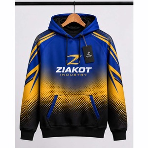 Wholsale Direct ZIAKOT INDUSTRY Pakistan industry Custom Stitched Royal Yellow 3D Pattern Design Torn Paper Style Sports Pullove - Product Image 5