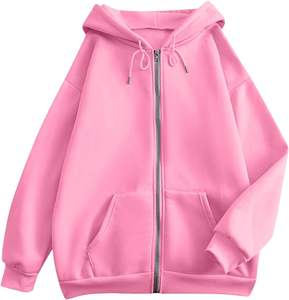 Sweat à capuche zippé surdimensionné personnalisé pour homme – Sweat-shirt en molleton de coton avec poche kangourou, veste streetwear d'hiver - Product Image 4