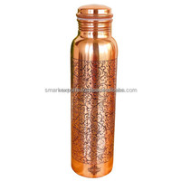 Bouteille d'eau en cuivre pur, artisanat métallique, anti-fuite, réutilisable, pour l'hydratation quotidienne, les voyages et la maison