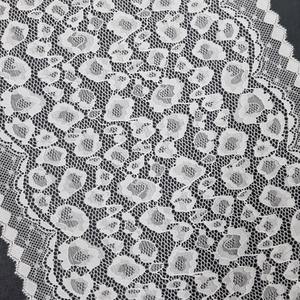 Encaje Elástico Floral con Borde Festoneado, Nailon y Spandex, 23cm, Banda Decorativa de Encaje Elástico de Punto para Lencería y Vestidos - Product Image 1