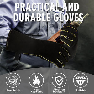 Gants de soudage en cuir ignifuges personnalisables avec logo et tailles, protection des mains, évacuation de l'humidité, absorption des chocs - Product Image 6