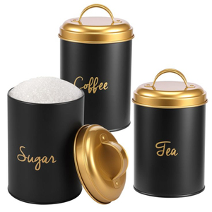 Copper Plated Metal <b>Canister</b> Set With Stainless Steel Lids 4 Pcs Textured <b>Tea</b> <b>Coffee</b> <b>Sugar</b> Storage Containers - Product Image 4
