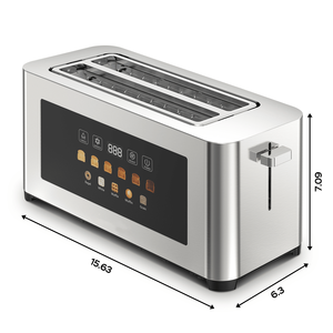 Ultra Wide 4-Piece Dual Control Silver <b>Toaster</b> 1.5 Inch LED Touchscreen Display Features 4 Slots Bread Machine - Product Image 6