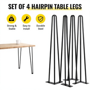 880lb Loading Hairpin <b>Table</b> <b>Legs</b> 16" 4 Pcs, 3/8" Solid Steel, Metal <b>Legs</b> for Coffee <b>Table</b> Desk DIY Furniture OEM EDPTBL015 - Product Image 1