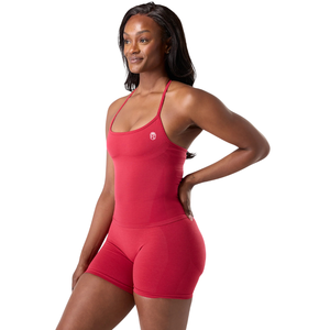 <b>Halter</b> Push Tank Women’s Seamless 2 in 1 Built In <b>Bra</b> Sculpting Activewear Fitness Stretch Tank <b>Top</b> Scarlet Red - Product Image 2