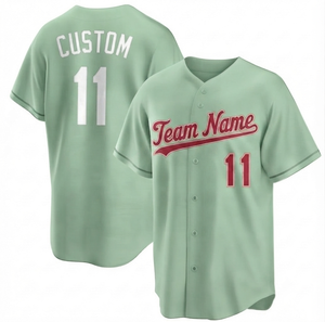 Premium Silk Screen Printed <b>Sage</b> Green Custom Men's Adult Baseball Jersey Breathable 100% Polyester Mesh Fabric V-Neck Short - Product Image 1