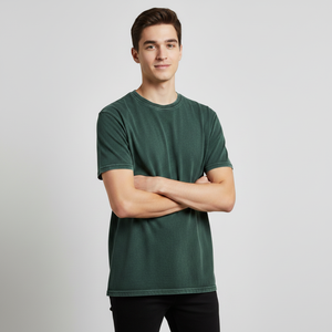 T-shirt en coton vierge de haute qualité, coupe classique, personnalisable avec logo imprimé, blanc, streetwear, brodé, tricoté, écoresponsable pour homme, effet délavé - Product Image 3