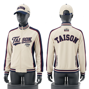 Chaqueta de Entrenamiento de Béisbol Premium de Poliéster Interlock de 280 GSM, Diseño de Paneles Azul y Negro, Logotipo Bordado con Impresión Personalizada - Product Image 5