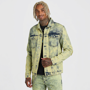 Men's Washed Denim <b>Jacket</b> With Turn-down Collar Regular Fit Casual Style Button Closure Solid Color Cotton Material Autumn Wear - Product Image 4