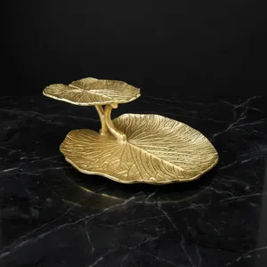 Plateau de service alimentaire double couche classique en forme de feuille pour la table, plateau décoratif pour fruits et collations - Product Image 3