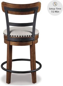 Wholesale Industrial Rustic Swivel Bar <b>Stools</b> Solid Wood and Metal Counter <b>Height</b> Chair with Upholstered Seat - Product Image 3