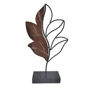 Nordic Silver Metal Bonsai <b>Tree</b> Sculpture Cast Aluminum Curved Branch Figurine Long Wooden Tray Base <b>Tabletop</b> Key Organizer - Product Image 3