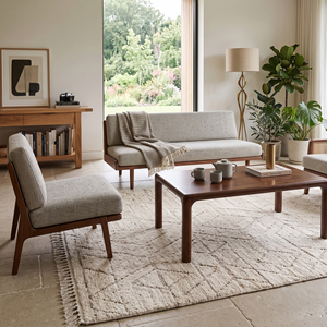 Table basse en bois de chêne naturel de style mid-century moderne, fabriquée à la main, structure en chêne massif, durable, facile à nettoyer, meubles de salon, meubles MT - Product Image 3