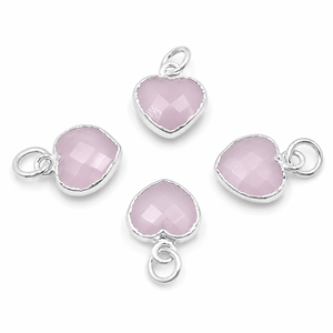 Wholesale <b>Silver</b> Plated Faceted Pink Chalcedony Gemstone Charm Pendant for Necklace <b>Bracelet</b> Jewelry Making DIY OEM ODM Party - Product Image 1