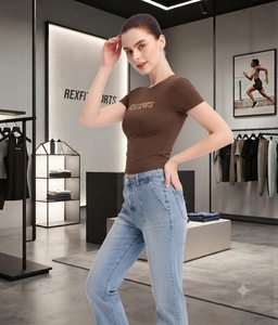 เสื้อยืดออกกำลังกายผู้หญิงทรงเข้ารูป REXFITSPORTS 2026Custom แขนสั้น คอกลม สำหรับฟิตเนสและฝึกซ้อม รับผลิตแบรนด์ส่วนตัว (Private Label) - Product Image 2