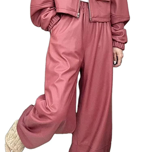 Nuevos Pantalones Casuales de Otoño para Mujer, Pantalones de Piel de Oveja Genuina, Cintura Alta Elástica, Cómodos y a la Moda - Product Image 1