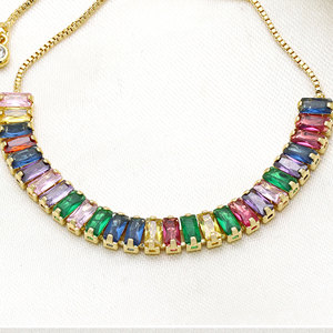 925 Silver Gold Plated Multicolor Cz Bracelet Adjustable Classic Tennis Bracelet Luxury Jewelry Charm Bracelets for Girls <b>Gifts</b> - Product Image 2
