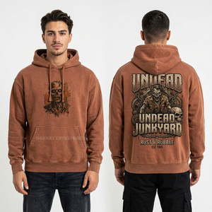Sudadera con Capucha Morada Personalizada con Estampado de Brujería y Ocultismo para Hombre, Estilo Vintage Desgastado, Proveedor de Ropa Urbana - Product Image 2