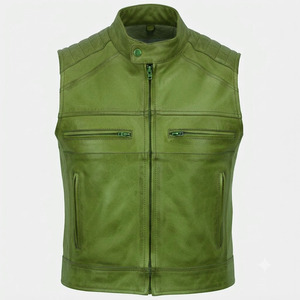 Wholesale Latest Design Breathable Waterproof <b>Men</b> <b>Leather</b> <b>Vest</b> Best Quality Winter Casual Zipper Closure Stand Collar Low MOQ - Product Image 4