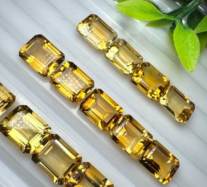 พลอยซิทรินสีเหลืองทองทรงแปดเหลี่ยมเจียระไนแบบเหลี่ยมเพชรพลอย ขนาด 3x5 มม.-13x18 มม. สำหรับทำเครื่องประดับ ขายส่ง - Product Image 1