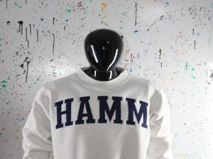 HAMM ASH GREY <b>Mock</b> <b>Neck</b> Sweatshirt 100% BLUE Applique Embroidery wide <b>neck</b> Sweatshirt Finer Threads - Product Image 4